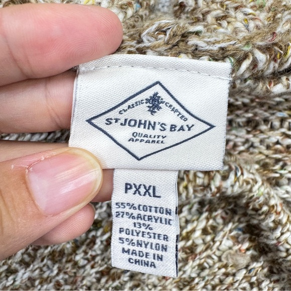 NWT St John’s Bay Textured Knit Sweater Women’s Size PXXL Tan Tweed - Picture 12 of 12